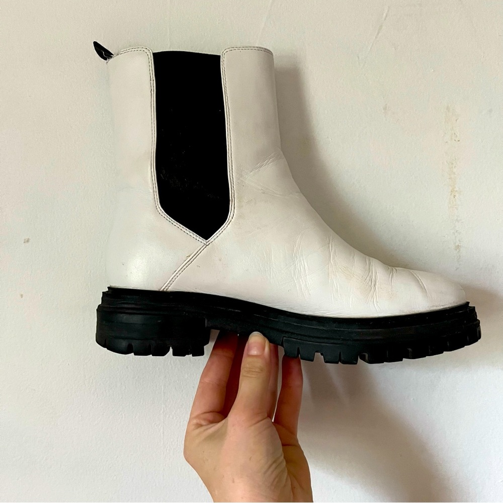 Cole Haan white leather chelsea boots